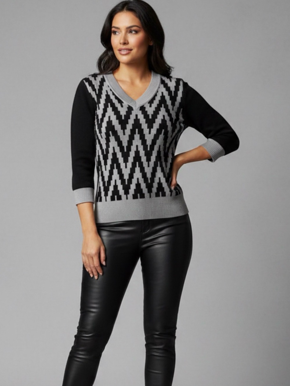 L.A.M.B by Gwen Stefani Vintage Cotton Cashmere blend Geometrical Sweater -Small